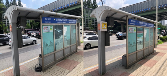 신기사거리 버스정류장 와이파이 설치 전과 후/사진제공=안양시